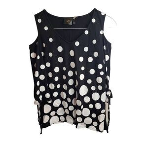 Vecceli Italy Cold Shoulder Black White Dot Top Size Large